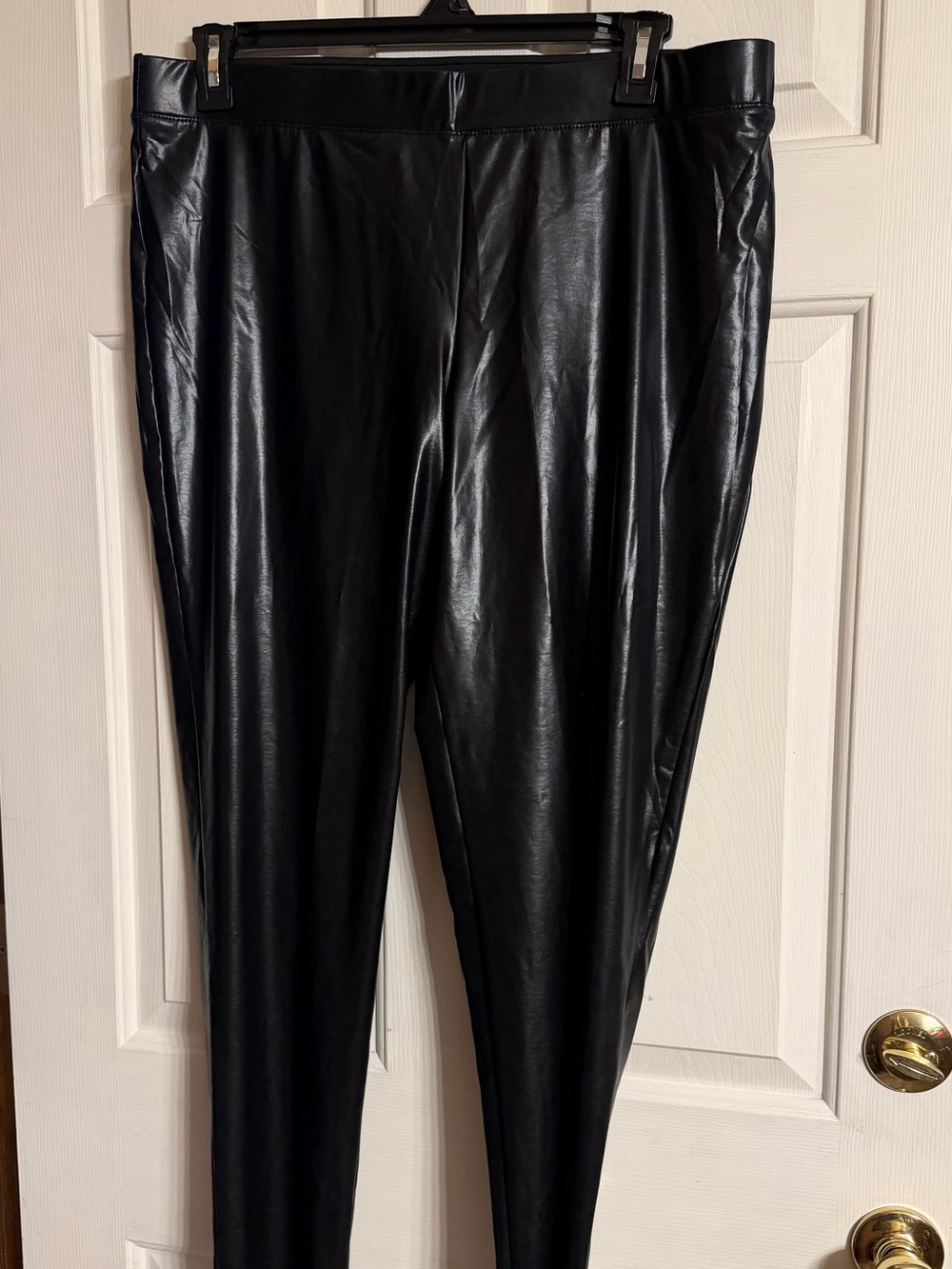 metrostyle shiny Black Faux Leather Leggings XL